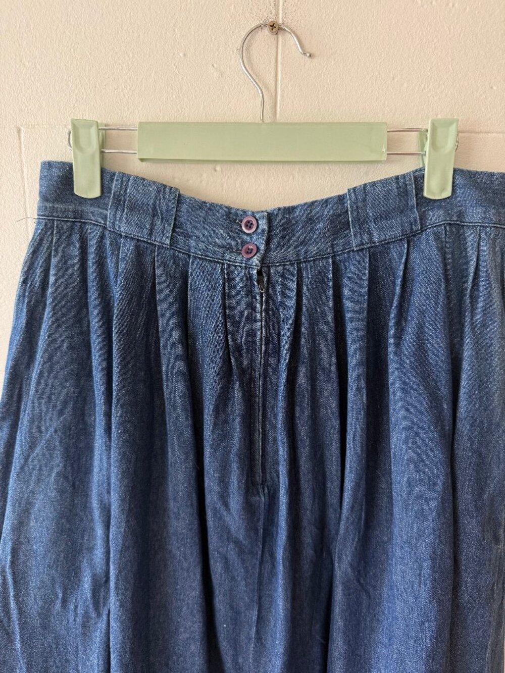 Polo Ralph Lauren | Vintage 90s Pleated Denim Maxi Skirt | Size 12 - Picture 7 of 9